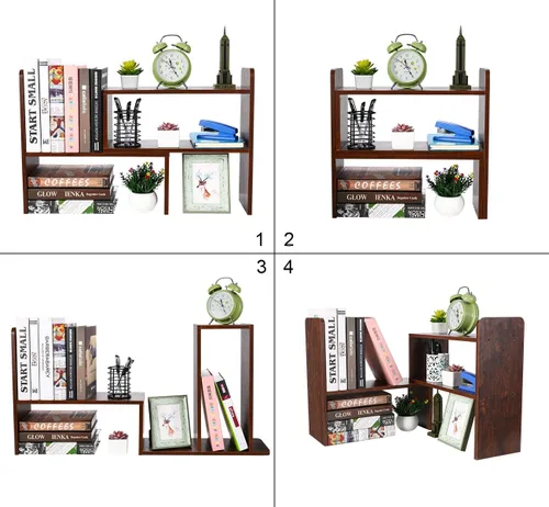 Vista 3 de PAG Organizador de Escritorio Estante de Escritorio Estantería Ajustable de Encimera Estantes de Mesa Pequeños Organizador de Libros Organización