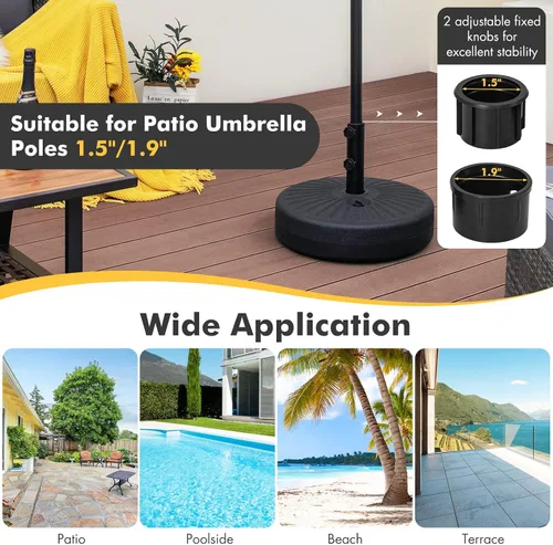 Vista 4 de Giantex Soporte de base para paraguas, relleno de agua de arena para postes de paraguas de 1.5 a 1.9 pulgadas, mango integrado, 2 perillas