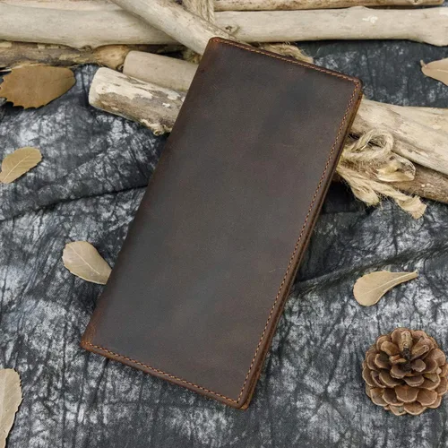 Vista 7 de LUUFAN Billetera larga de cuero genuino para hombre, cartera plegable grabada