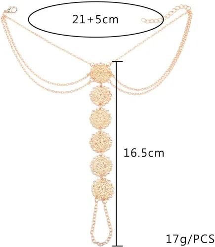 Vista 6 de Asphire Cadena de cuerpo de moneda bohemia sexy, collar de espalda sexy, accesorios de playa para mujer, arnés en capas, cadena de bikini