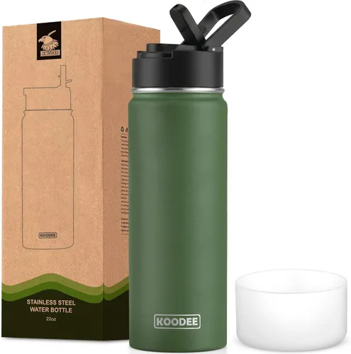 Vista 27 de koodee Botella de agua para niños, botella de agua de acero inoxidable de 12 onzas con aislamiento al vacío para la escuela, botella de agua de boca
