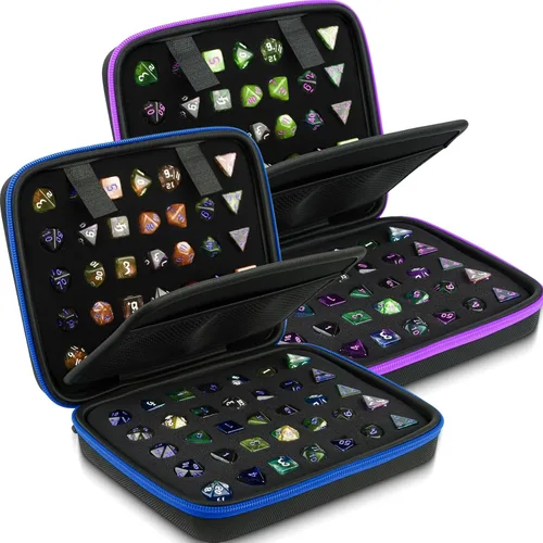 Vista 14 de Aoriher 1 Pcs Dice Case with Removable Slotted Tray for Storage Game Storage Case Dice Holder Holds up to 70/10 Sets (Blue)