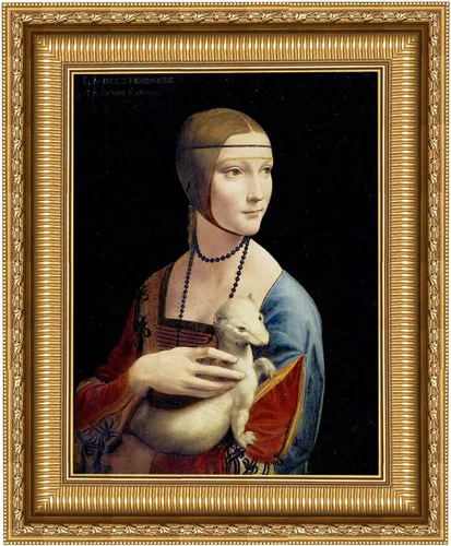 Vista 8 de ELITEART -La Belle Ferronnière por Leonardo DaVinci Reproducción de pintura al óleo Giclée de arte de pared impresiones en lienzo tamaño marcado: 29