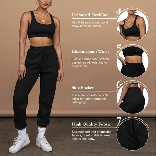 Vista 4 de BangJiaju Conjunto de 2 piezas de entrenamiento para mujer sin costuras acanaladas camisetas sin mangas leggings de cintura alta pantalones cortos