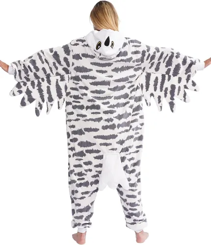 Vista 5 de Unisex Adult Snowy owll Onesie One Piece Pajamas Animal Christmas Costume Homewear Sleepwear for Women men