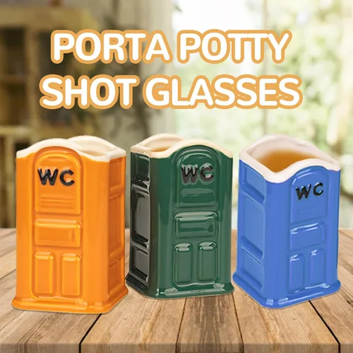 Vista 5 de Graciosos vasos de chupito de cerámica Porta Potty: Elefante Blanco Broma Divertidos Novedades Regalos de Intercambio de Fiesta Yankee para Adultos