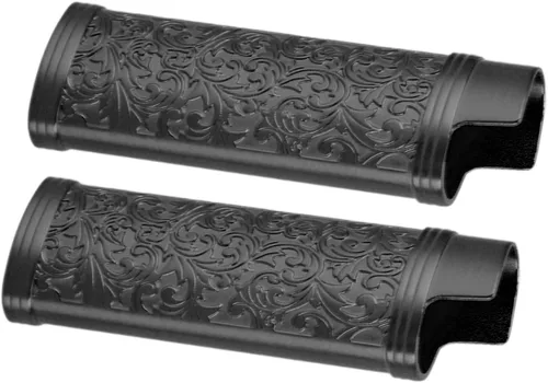 Vista 7 de Funda para encendedor de 2 piezas, estilo vintage, reutilizable, resistente aleación de zinc, estampado floral para protección de tamaño completo
