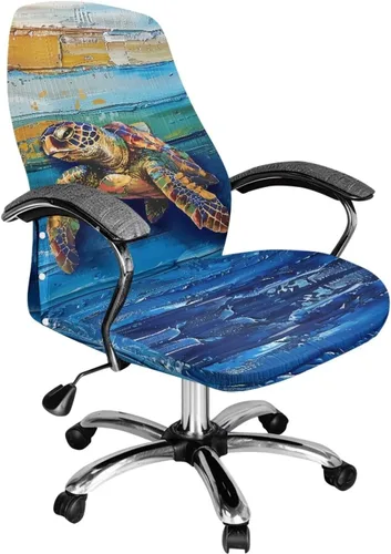 Vista 11 de Xoenoiee Bee Floral Print Office Chair Covers, Stretch Computer Boss Chair Cover with Button High Back Chair Slipcover Anti-Dust Rotating Chair
