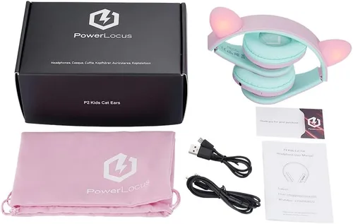 Vista 8 de PowerLocus - Auriculares sobre la oreja para niños, auriculares Bluetooth inalámbricos para niños, con micrófono, volumen limitado seguro de 85 dB