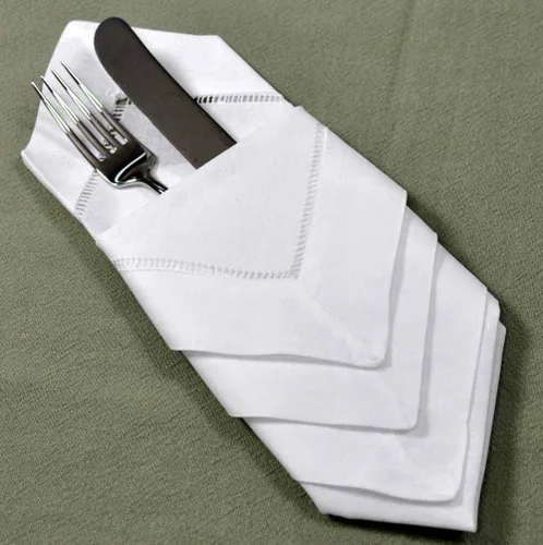 Vista 3 de Bumblebee Linens Servilletas de cena con dobladillo de mezcla de algodón de lino blanco - Juego de 4 servilletas de tela con dobladillo de escalera
