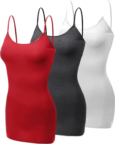 Vista 9 de Emmalise Camisola larga casual básica para mujer, con tirantes ajustables, top en capas