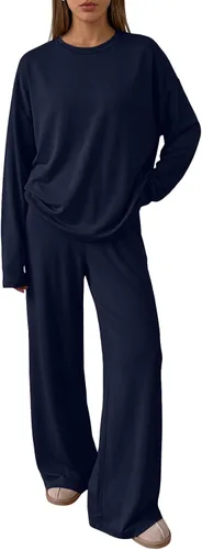 Vista 15 de Trendy Queen Conjunto de 2 piezas de otoño para mujer, tops de gran tamaño Negro