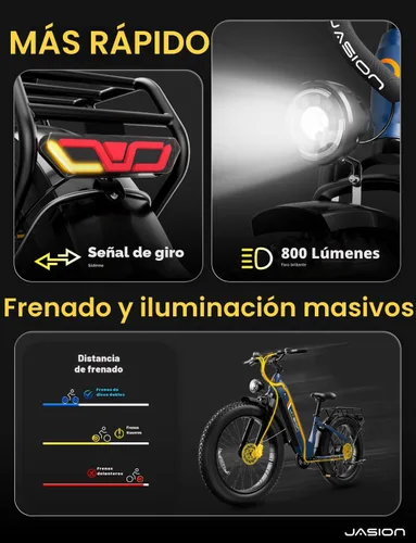 Vista 7 de Jasion Bicicleta eléctrica Thunder/PRO/ST, 2000 W/1800 W Peak Ebikes para adultos, neumático de grasa de 26 pulgadas, mejor bicicleta eléctrica