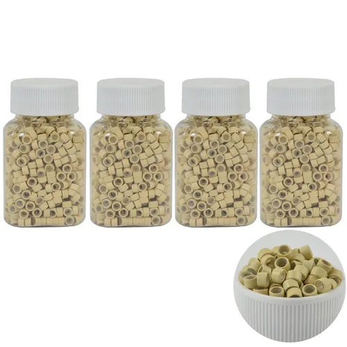 Vista 12 de 500 cuentas de micro anillos forradas de silicona de 0.197 in para extensiones de cabello con punta I (negro)