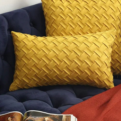 Vista 5 de vctops Funda de Almohada Decorativa con Patrón de Tejido de Canasta Boho, Gamuza Súper Suave, Funda de Cojín de Acento Cuadrada Sólida para Sillón