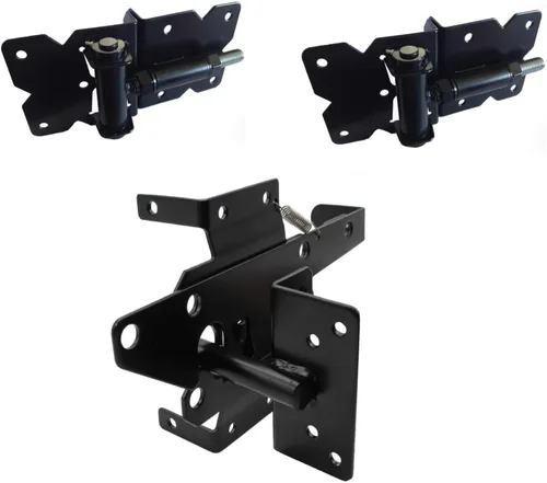 Vista 11 de Kit de herrajes para valla de vinilo de cierre automático, color blanco, puerta individual con 2 bisagras y pestillo