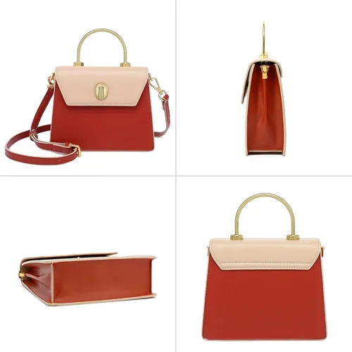 Vista 8 de Scarleton Bolso de mano dorado con asa superior para mujer, bolso de hombro cruzado, piel sintética, sólido, adulto