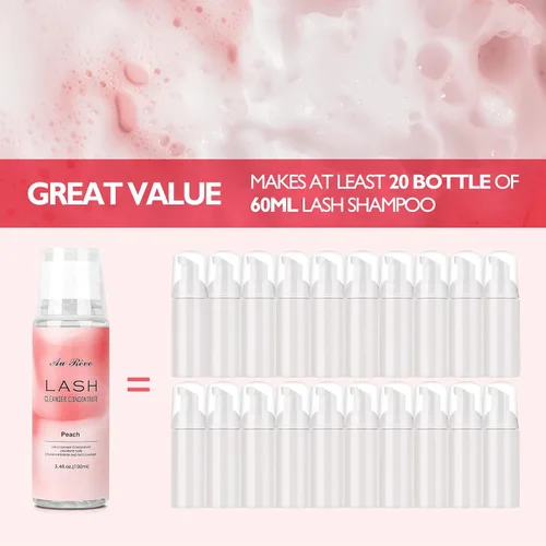 Vista 5 de Limpiador de pestañas concentrado de 3.4 fl oz, champú concentrado de pestañas, limpiador de pestañas, sin aceite, champú para extensiones