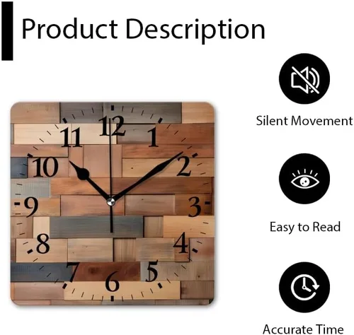 Vista 4 de Relojes de pared de cuarzo, silenciosos, funcionan con pilas, modernos relojes de pared decorativos para el hogar, dormitorio, pared hechos
