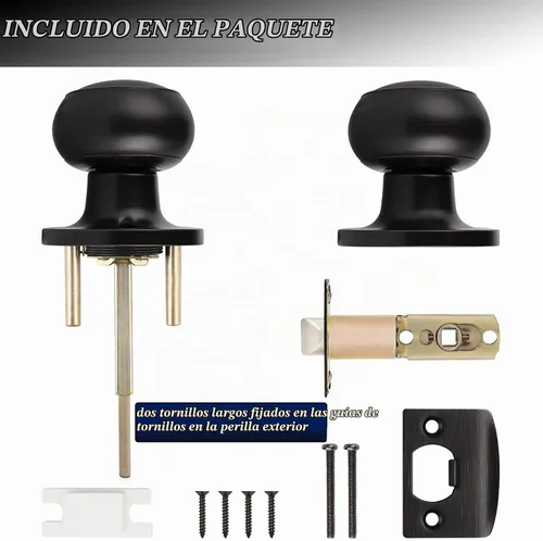 Vista 7 de Probrico 609-ORB-BK - Perilla para puerta de baño, interior, sin llave, color bronce aceitado. Bronce frotado con aceite