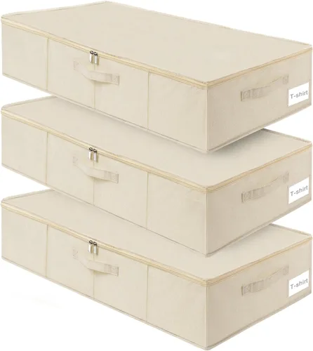 Vista 6 de Caja grande de conservación para vestidos de novia, paquete de 2 recipientes de almacenamiento debajo de la cama con tapas y asas, se adapta a