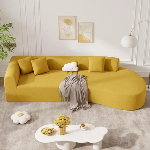 Vista 14 de Sofá modular modular de 126 pulgadas, moderno sofá curvado de nube con asiento profundo, sofás tapizados de gran tamaño para sala de estar, no Beige