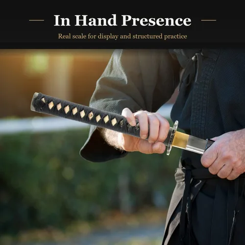 Vista 3 de Handmade Sword - Espada Katana de entrenamiento Iaido sin afilar de aleación de aluminio, hecha a mano, espada completa, vaina negra