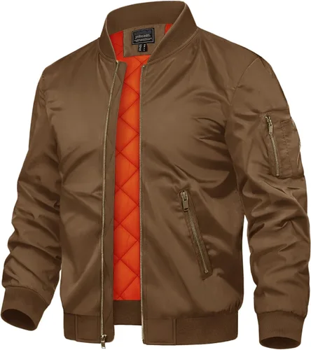 Vista 26 de TACVASEN - Chaquetas de hombre. Chaqueta bomber de otoño e invierno, acolchada, con cremallera completa, cálida, de estilo casual