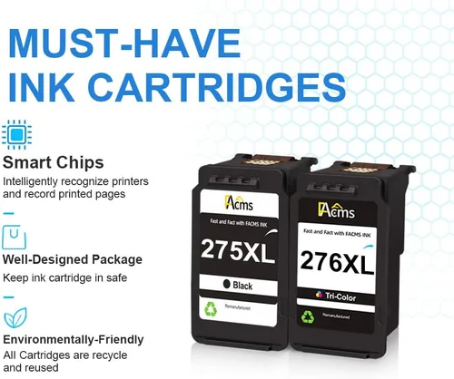 Vista 5 de 275XL 276XL - Cartuchos de tinta de repuesto para Canon Ink 275 276 PG-275 CL-276 compatible con impresoras Canon PIXMA TR4720 TR4722 TS3522 TS3520