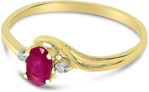 Vista 4 de Anillo de rubí y diamante en oro amarillo de 10 quilates