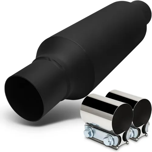 Vista 12 de M-AUTO Silenciador universal de entrada de 2 pulgadas y salida de 3 pulgadas, accesorios de acero inoxidable resistente, punta de corte recto