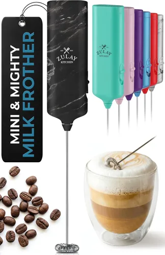 Vista 45 de Varita de espumador de leche mini y potente – Potente espumador de café de mano, mezclador de bebidas operado con batería – Tamaño de bolsillo