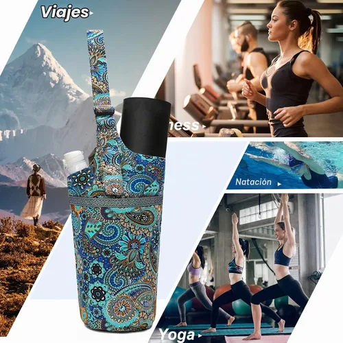 Vista 5 de IwIeIaIrI Yoga Mat Bag Cylinder for Women with Large Zipper Pocket Equipped with Storage Pocket, Polyester Material, Holds Yoga Essentials. Ideal