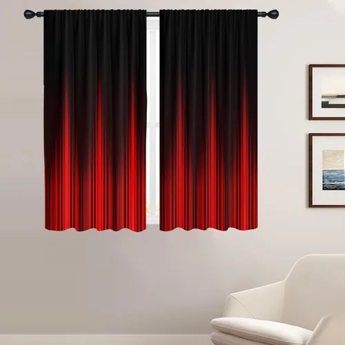 Vista 32 de Coxila Cortinas 100% opacas en negro y beige de 42 x 63 pulgadas, cortinas góticas degradadas con aislamiento térmico para dormitorio