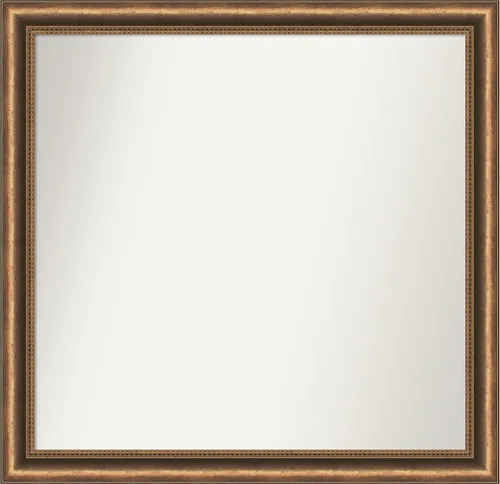 Vista 124 de Amanti Art Espejo de baño de bronce para sobre fregadero, 24 x 24 pulgadas, espejo de tocador cuadrado estrecho de bronce Manhattan, marco de madera