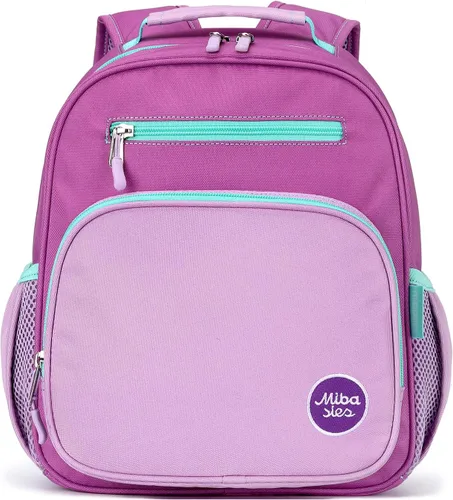 Vista 2 de mibasies Mochila para niñas y niños, ideal para niños y niñas, mochila para preescolar jardín de infantes y primaria, Rosa púrpura oscuro, Niñito-7L