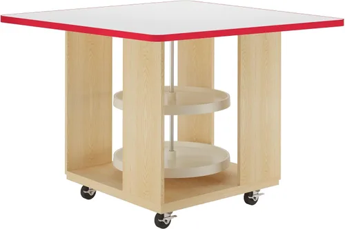 Vista 15 de Diversified Spaces Intermix - Estación de trabajo escolar de colaboración móvil, 48 x 48 x 30 pulgadas abierta con 2 tocadiscos Lazy Susan, parte
