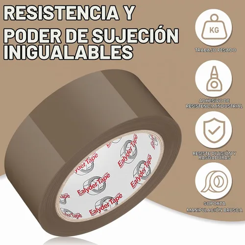 Vista 2 de Cinta de embalaje marrón de 2 pulgadas x 60 yardas, 3 rollos con dispensador - Cinta de sellado de paquetes resistente para envío, mudanza