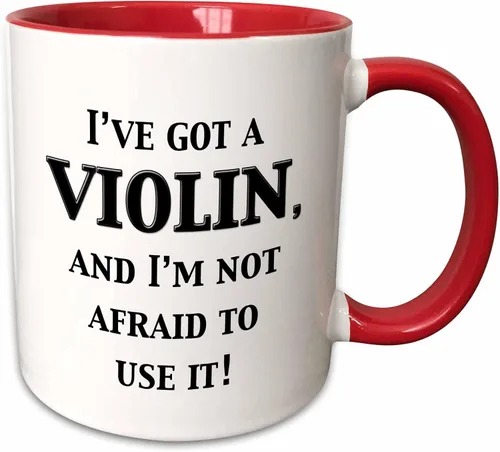Vista 8 de 3dRose I've Got A Violin and I'M Not Afraid to Use It - Taza de 11 onzas, color negro
