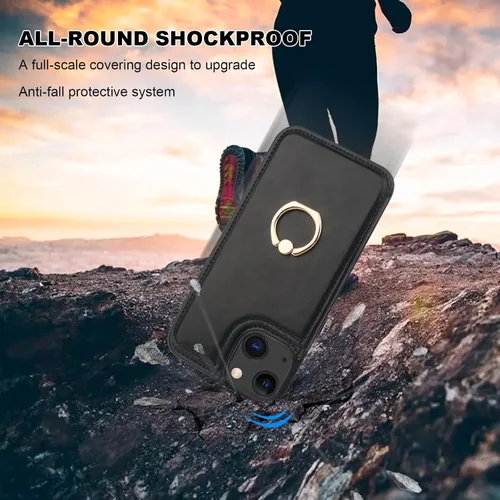 Vista 7 de ONETOP Funda tipo cartera para iPhone 13 con soporte para tarjetas, anillo de rotación de 360°, bloqueo RFID, doble cierre magnético, a prueba