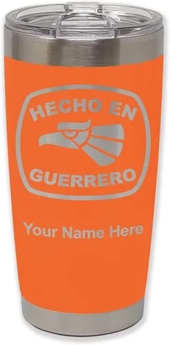 Vista 12 de LaserGram Vaso aislado al vacío de 20 onzas, hecho en Guerrero, grabado personalizado incluido (negro)