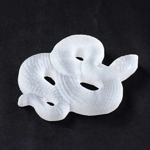 Vista 6 de TEAMWILL Calavera de serpiente de selenita natural tallada de cristal de cuarzo para curación Reiki, 1 pieza