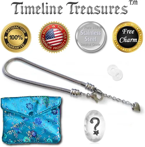 Vista 2 de Timeline Treasures - Pulsera de cuentas europeas para mujeres y niñas, cadena de serpiente de acero inoxidable, extensor