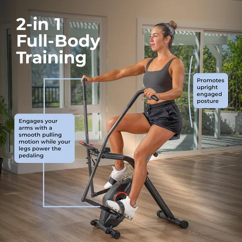 Vista 2 de Sunny Health & Fitness Smart Folding X-Bike, Portable Compact Exercise Bike for Indoor Cycling Workout, Home Cardio Training Machine, Free SunnyFit
