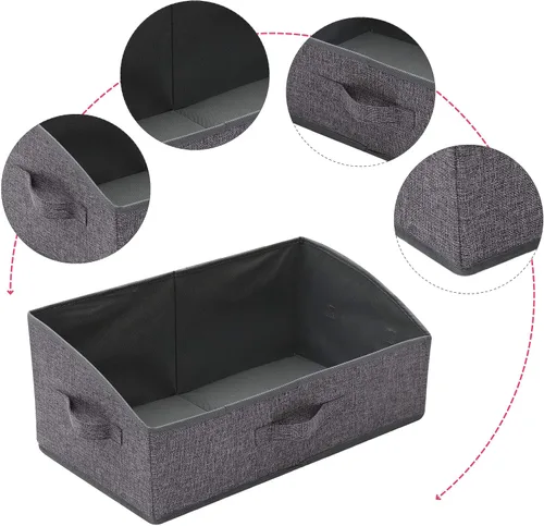 Vista 3 de TENABORT Paquete de 5 contenedores trapezoidales grandes plegables con asa, organizador de almacenamiento de tela, contenedores de tela, caja