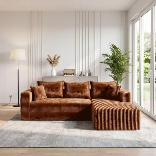 Vista 24 de Sofá modular deshuesado de 118 pulgadas con diván y otomano de pana de gran tamaño en forma de U, sofá de nube para asiento profundo para sala