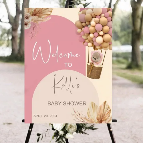 Vista 7 de Letrero personalizado para baby shower, letrero de bienvenida para baby shower, tema de niña y niño, letrero de bienvenida de mariposa rosa