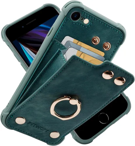 Vista 35 de Funda tipo cartera compatible con iPhone XR/10R con tarjetero de crédito, funda protectora de cuero a prueba de golpes compatible con anillo