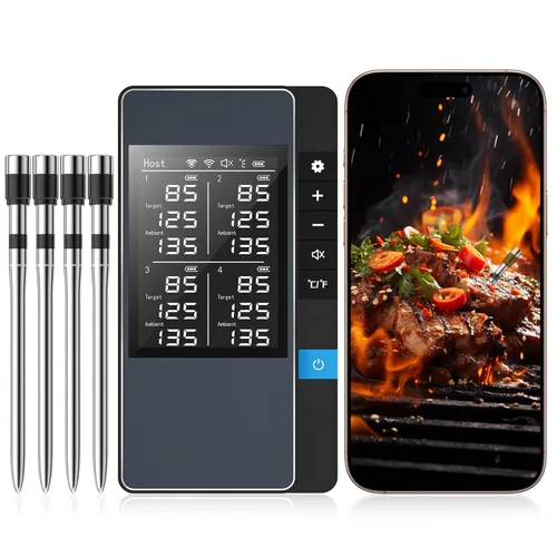 Vista 10 de Termómetro inteligente inalámbrico Bluetooth para carne, control de monitoreo en tiempo real, termómetro digital con aplicación inteligente, sonda