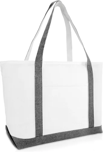 Vista 8 de Bolsa Dalix de 23 pulgadas, calidad superior, 24 oz, bolsa de lona de algodón Blanco